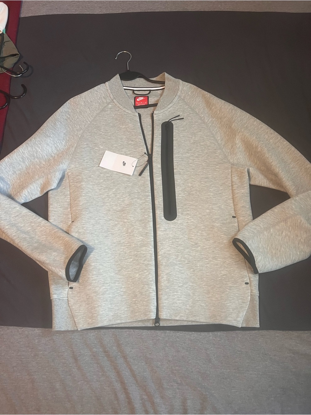 Nike Men’s Light Gray Zip-Up Sweater with Black Trim